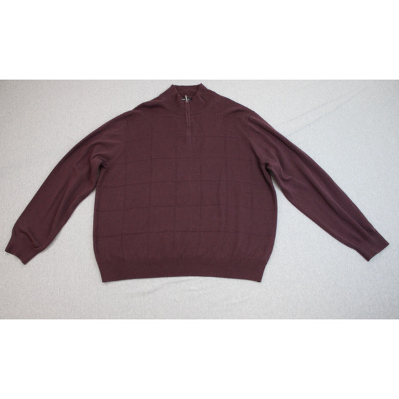 Van Heusen Sweater Men's 2XL Red Cotton Long Sleeve Loose Fit 1/4 Zip Pullover - Picture 1 of 6